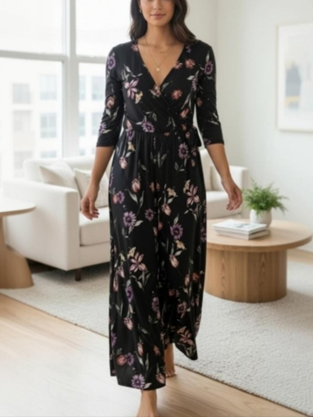 Floral Black Jumpauit